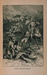 Death of Chevalier Bayard (1476-1524) illustration fra Little Arthurs History of France: From the Earliest Times to the Fall of the Second Empire udgivet 1899